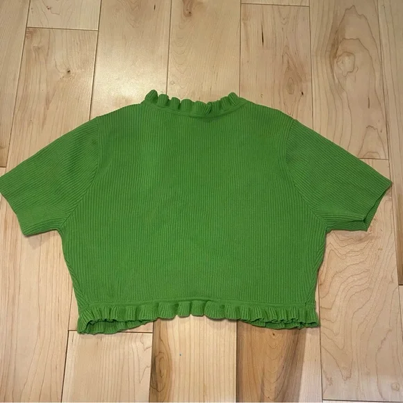 Green Ruffled Knit Top - Picture 4 of 6